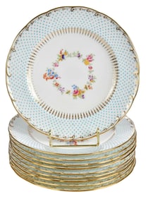Set of Ten Mintons Floral and Gilt Porcelain Cabinet Plates