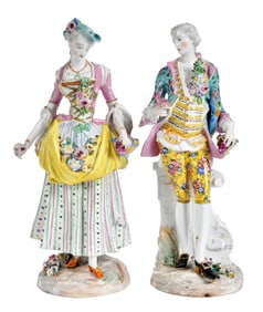 Pair of Large Meissen Style Porcelain Figures