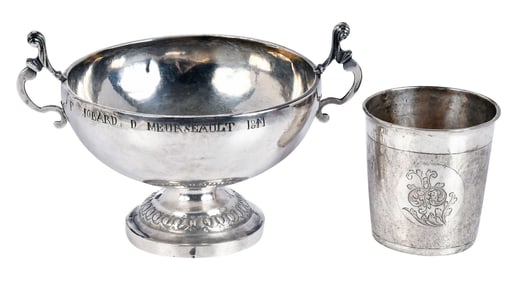 Continental Silver Two Handle Bowl and Cup