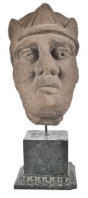 Early English Sandstone Figural Corbel Fragment on Stand
