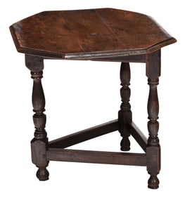 Fine Early Oak Cricket Table With Octagonal Top