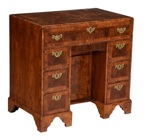 George I Burl Walnut Kneehole Desk