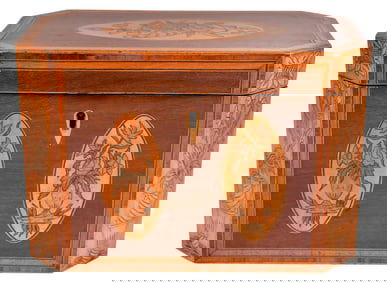 George III Floral Inlaid Satinwood Tea Caddy