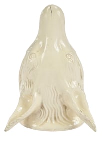 Staffordshire Creamware Fox Head Form Stirrup Cup