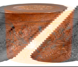 Georgian Ribbon and Floral Inlaid Oval Tea Caddy