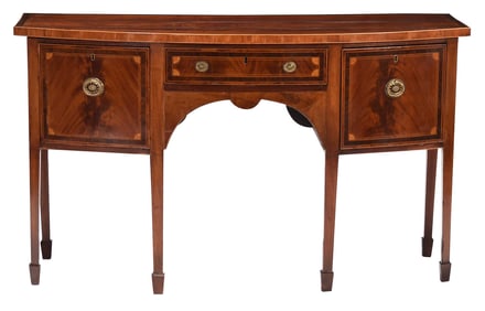 Diminutive George III Style Inlaid Mahogany Bowfront Sideboard