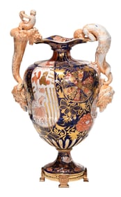 Mason's Ironstone Attributed Imari Palette Neapolitan Ewer with Gilt Bronze Mounts