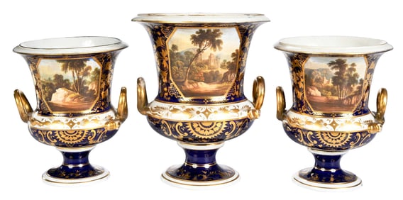 Royal Crown Derby Three Piece Urn Garniture