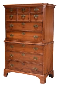 Bermuda Attributed Chippendale Cedar Chest on Chest