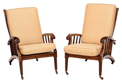 Pair of Oak Reclining Morris Chairs