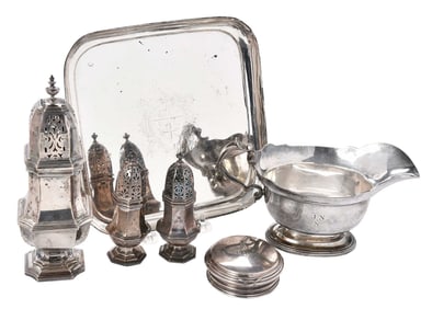 Six Silver Table Items, Most English, J.P. Morgan, Jr. Family Provenance