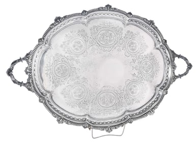 English Silver Two Handle Tray, Goldsmiths Company, Ltd