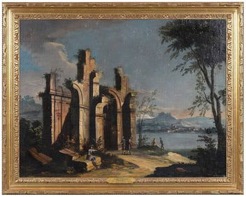 Venetian School Capriccio Painting