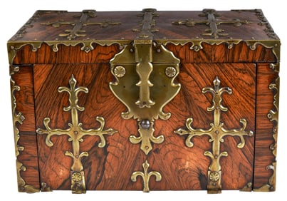 Continental Baroque Brass Mounted Kingwood Strong Box
