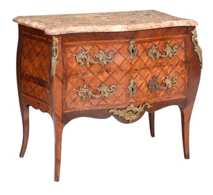 Louis XV Parquetry Inlaid Serpentine Commode