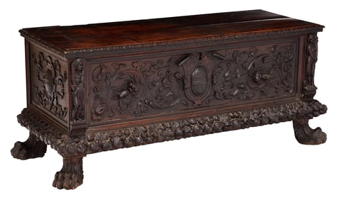 Italian Baroque Carved Walnut Cassone