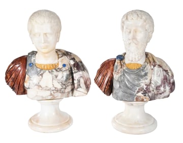 Pair of Grand Tour Classical Busts of Emperors