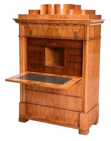 Biedermeier Figured Fruitwood Secretaire a Abattant
