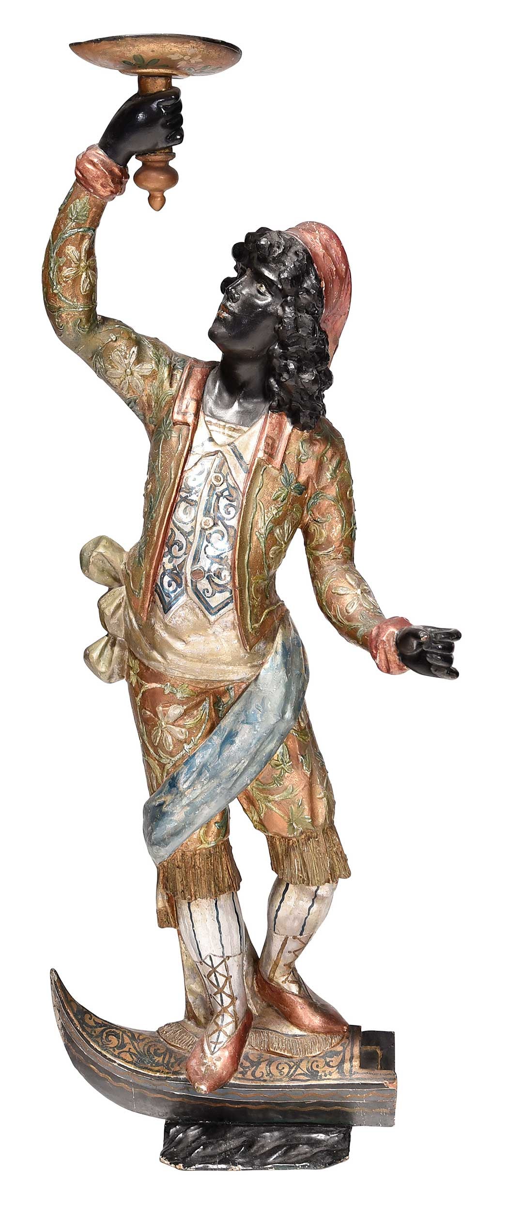 Carved, Polychrome Painted, and Gilt Wood Venetian Gondolier (1 of 17)