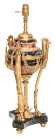 French Variegated Marble and Ormolu Urn Mounted As Lamp