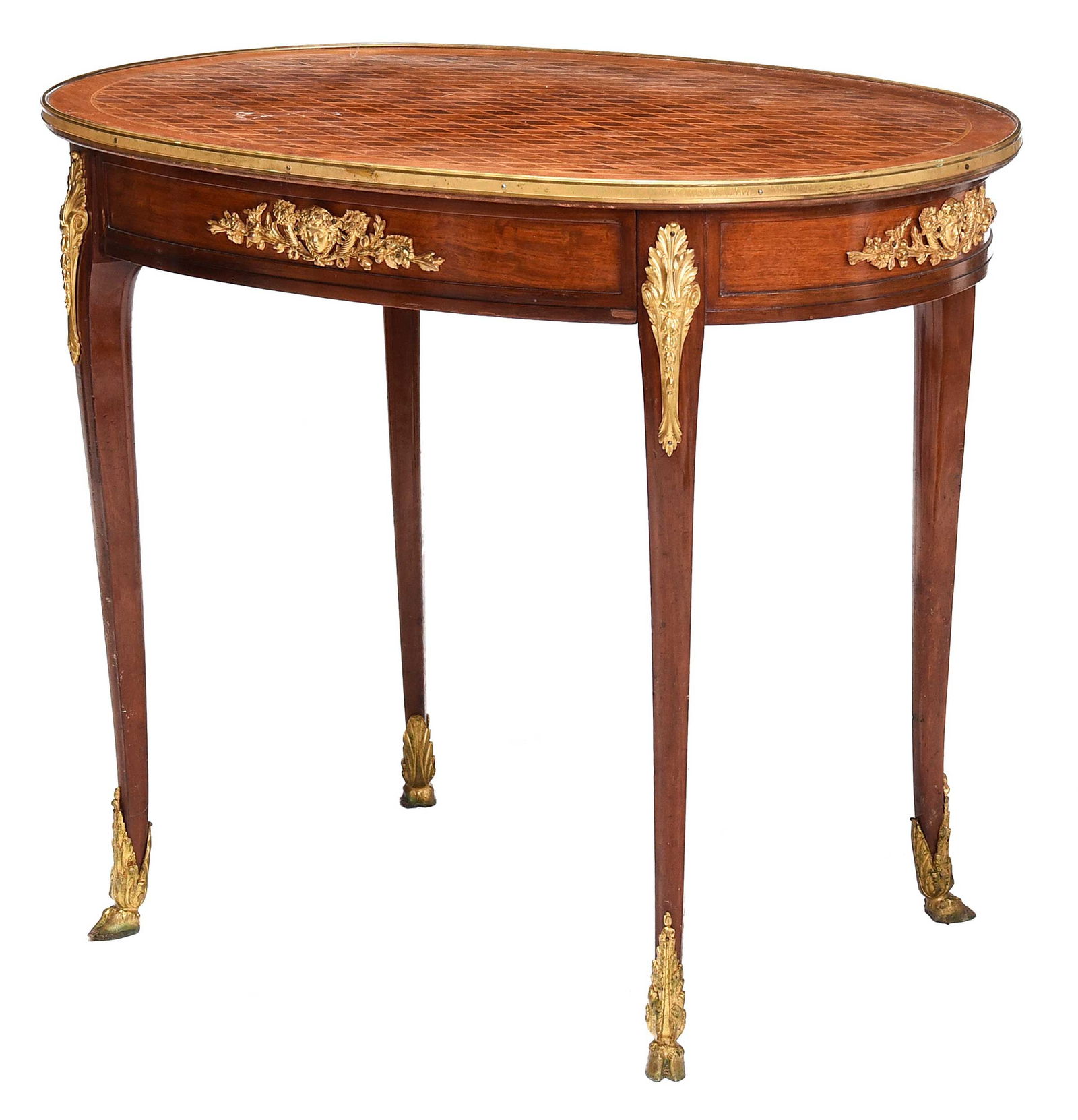 Louis XVI Style Parquetry Inlaid and Bronze Mounted Writing Table (1 of 11)