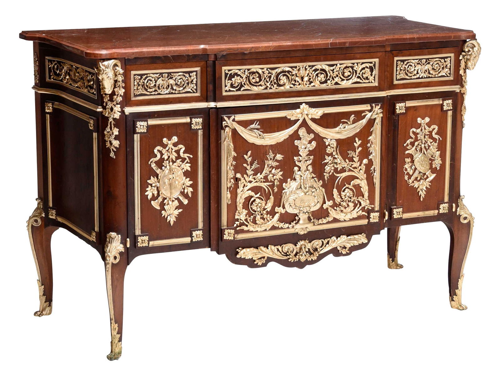 Fine Louis XV Style Gilt Bronze Mounted Marble Top Commode (1 of 20)
