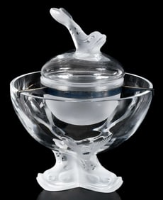 Lalique Three Piece Igor Koi Fish Caviar Serving Dish