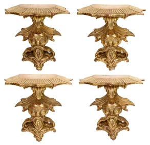 Four Venetian Baroque Style Gilt and Gessoed Figural Wall Shelves