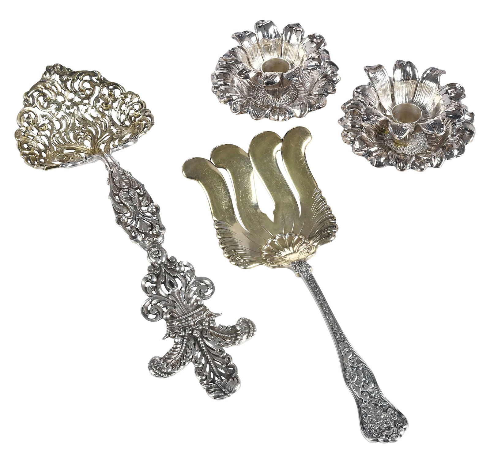 Four Tiffany Sterling Floriform Table Items (1 of 18)