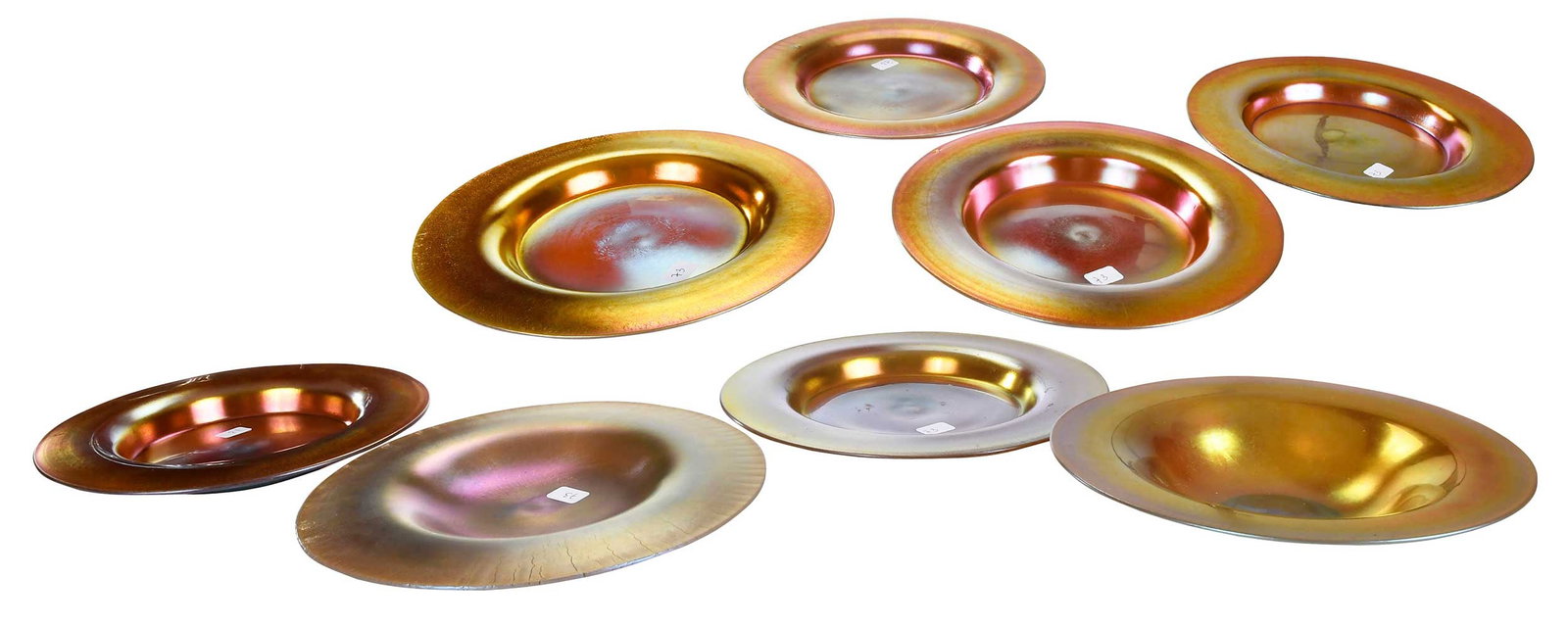 Eight Steuben Aurene Iridescent Glass Dishes (1 of 8)