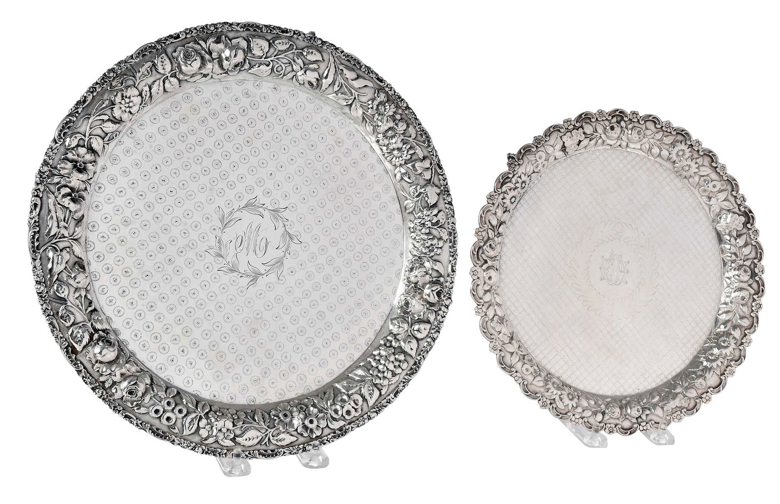 Two Baltimore Sterling Repousse Salvers (1 of 13)