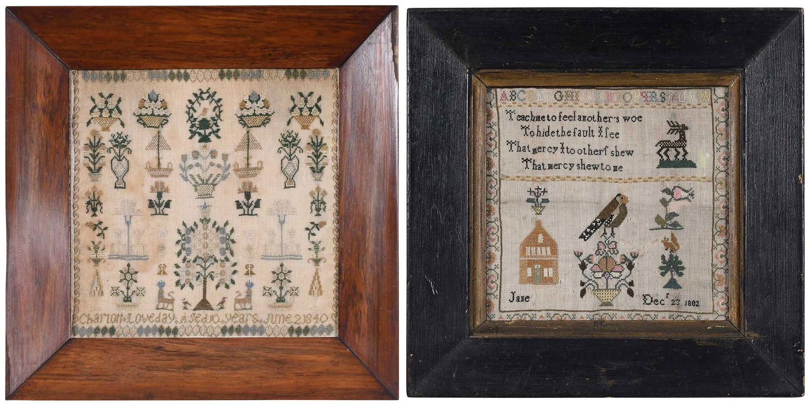 Two 19th Century Framed Needlework Samplers (1 of 12)