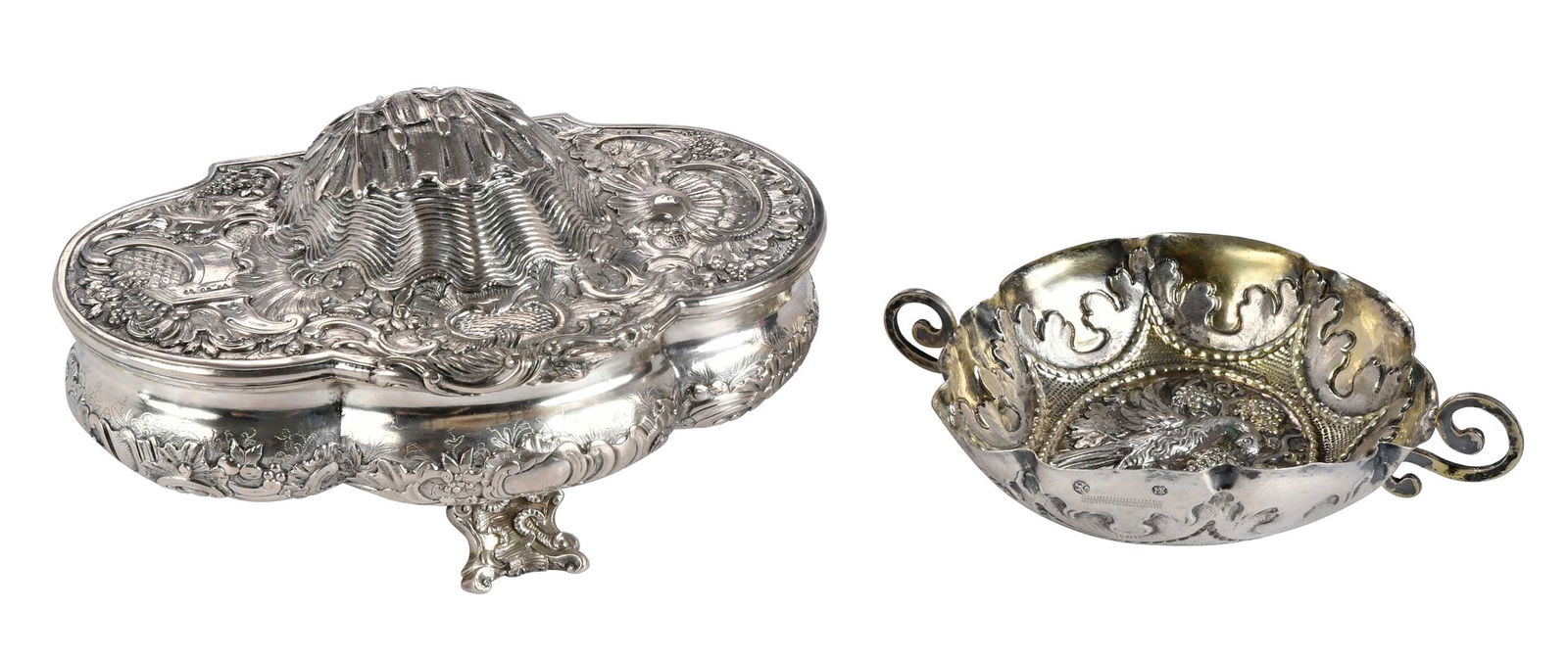 Continental Silver Lidded Box and Two Handled Dish (1 of 12)