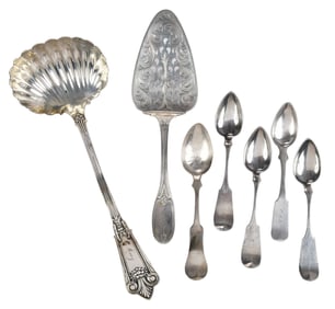 Six Pieces Kentucky Coin Silver Flatware