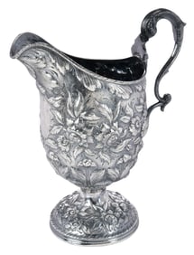 Kirk Repousse Coin Silver Water Pitcher