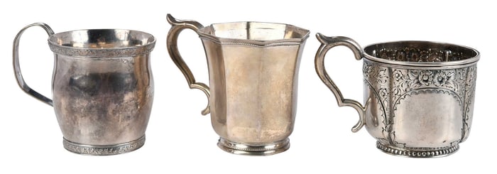 Three Coin Silver Mugs, Charleston and New Orleans