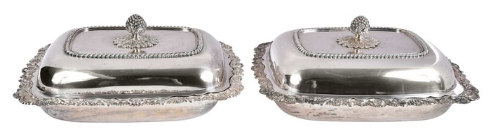 Pair of Coin Silver Entre Dishes, Frederick Marquand