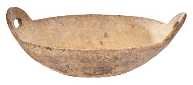 Large American Double Handled Burlwood Bowl