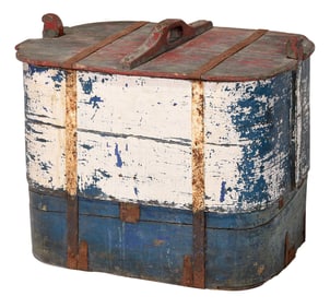 Large and Unusual Shaker Iron Clad Painted Lidded Utilities Box
