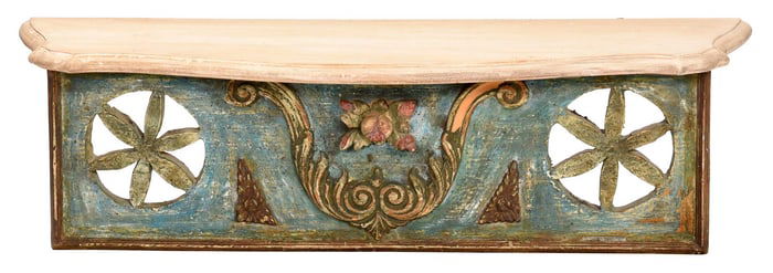 American Carved and Polychromed Pine Hanging Shelf, Sotheby's Provenance
