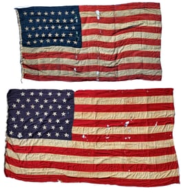 Two Large United States Flags, 38 and 45 Star Examples