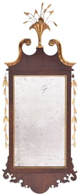 Rare Labeled American Federal Inlaid and Parcel Gilt Mirror