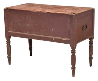 American Federal Lift Top Chest in Early Red Paint