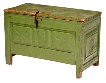 Rare Northern New Mexico Carved and Painted Diminutive Chest