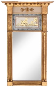 A Federal Gilt White Painted and Eglomise Decorated Mirror