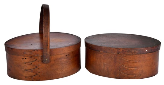 Two Four-Finger Shaker Bentwood Sewing Boxes