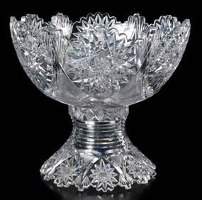 American Brilliant Period Cut Glass Punch Bowl