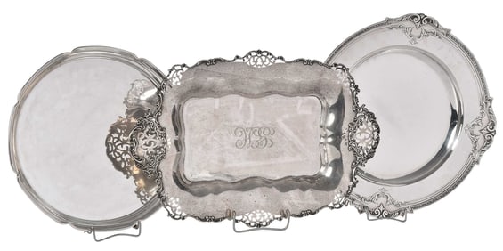 Three Pieces Sterling Hollowware, One Cartier