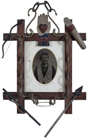 North Carolina Attributed Odd Fellows Folk Art Frame with Portrait