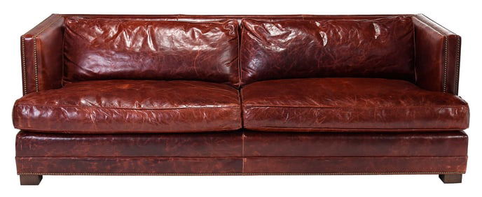 Restoration Hardware Easton Oxblood Leather Sofa